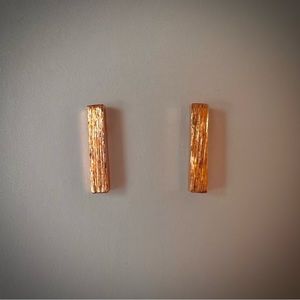 Minimalist Line Dash Rose Gold Tone Textured Simple Stud Earrings